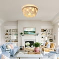 thumbnail image 5 of 3-Light Bohemia Wood Beaded Flush Mount Ceiling Light Antique Rustic Chandelier White Finishing for Bedroom Nursery Room Girl Room Hallway Entryway Passway Dining Room, 5 of 8