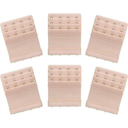 6 Pieces Women s Soft Comfortable Elastic Bra Extenders Bra Extension Strap 4 Hook 3 Row Lady s Bra Extender Bra Band-Skin Color
