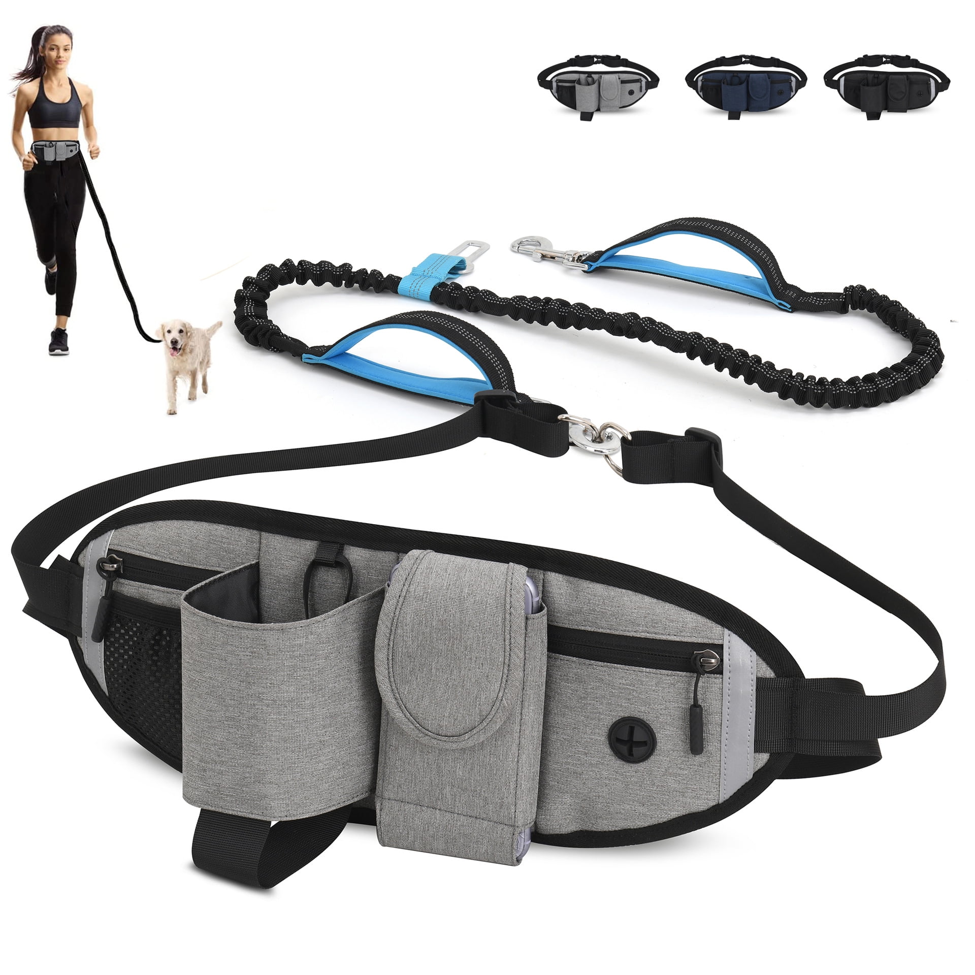 Correa Para Perro Manos Libres – Ajustable, Reflectante Y Con Riñonera Integrada Para Caminar, Correr O Pasear Sin Ataduras