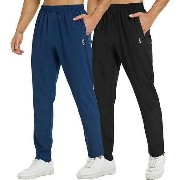 2 Pack Men's Sweatpants with Zipper Pockets Jogging Pants Tapered Athletic Pants for Men Running,Workout,Lounge