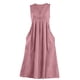 thumbnail image 5 of TaTaai Women's V-Neck Maxi Dress Sleeveless Linen Feel Solid Color Casual Pocket Detail Crinkle Texture Loose Fit Summer Gift, 5 of 5