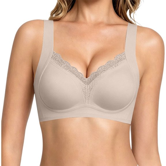 XIYON Bras For Women Lace Seamless Push Up Bra Non Padded Breathable Fixed Cup Vest Style Underwire Daily Comfort Classic Everyday Wear