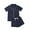 Navy, variant on Musuos Summer Women Homewear Pajamas Set Short Sleeves Sleepwear, Cotton