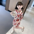 thumbnail image 2 of Coerni Toddler Little Girls Middle Long Sleeve Cheongsam Dress Slim Traditional Retro Tang Garment Flower Girls Qipao, 2 of 5