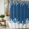 thumbnail image 4 of Blue Snowman Christmas Shower Curtain, Winter Snowflake Pine Xmas Tree Waterproof Fabric Shower Curtains with 12 Hooks, Bathroom Curtain Set for Bathroom Accessories Decor, 72 x 78 Inches, 4 of 9