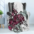 thumbnail image 4 of Hummingbird Soft Flannel Fleece Throw Blanket, Orchid Flowers Bouquet and a Hummingbird Nature Wildlife Design Print, Cozy Plush for Indoor and Outdoor Use, 50" x 70", Burgundy, by Ambesonne, 4 of 5