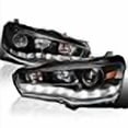 thumbnail image 3 of Spec-D Tuning R8 LED Projector Headlights Lamps Black Compatible with 2008-2017 Mitsubishi Lancer, 2008-2015 Mitsubishi Lancer EVO X, Left + Right Pair Headlamps Assembly, 3 of 4