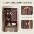 thumbnail image 3 of Aitjunz Over the Toilet Storage Cabinet, Modern Bathroom Organizer with 2 Fluted Doors, Adjustable Shelf and Open Storage Shelf, Freestanding Space Saver Cabinet for Small Bathroom, 3 of 7