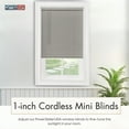 thumbnail image 3 of PowerSellerUSA 1" Slats Cordless Window Blinds, 64L x 52W Inches Solid Pattern Light Filtering Vinyl Indoor-Outside Ceiling Mount Mini Blind, Manual Cordless Rollup Window Privacy Blinds, Gray, 3 of 9