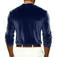 thumbnail image 4 of Dresfit Henley Shirts for Men Velvet V Neck Party Shirt 2026 Spring Velour Long Sleeve Pullover Big and Tall Button Down Mardi Gras Carnival Tops Navy L, 4 of 5