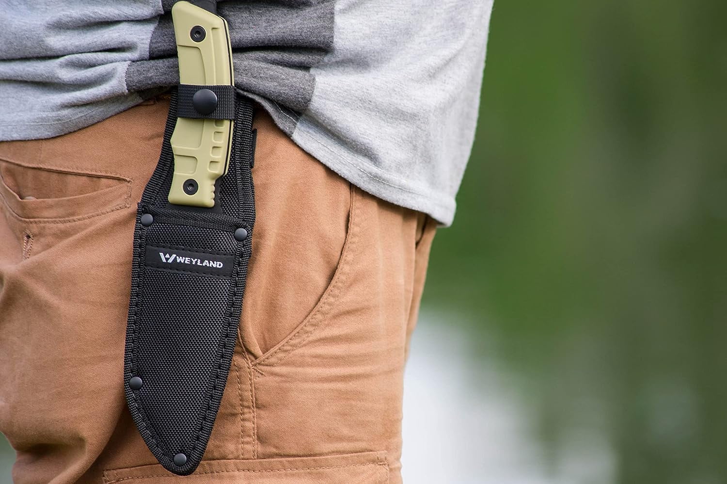 WEYLAND Outdoor Utility, Hunting, Hiking, and Camping Knife with MOLLE Sheath.