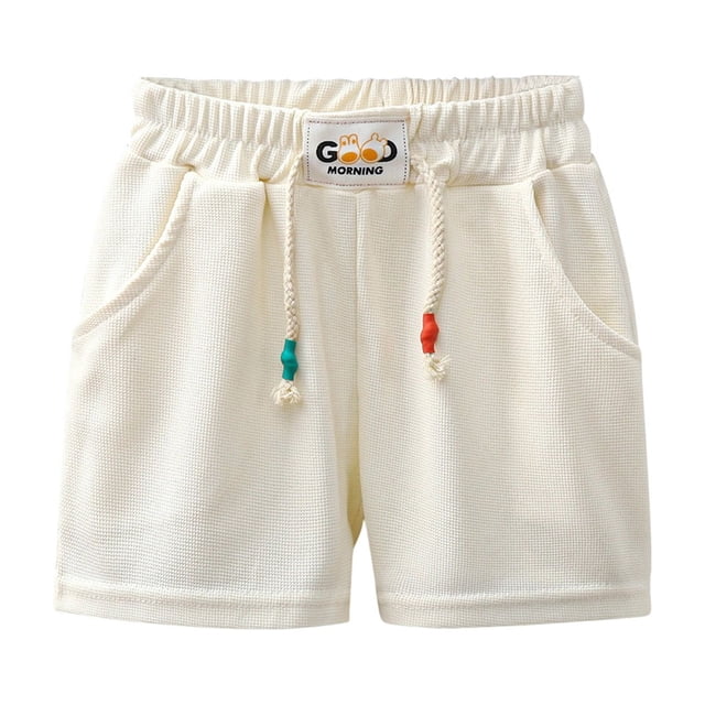 RIJOPUTY Shorts Garçon Taille 7 Shorts Athlétiques pour Garçons Shorts Rouges Shorts de Vélo avec Poches Vêtements Bébé Garçon 3 Mois Vêtements Garçon de 8 Ans Vêtements Garçon Taille 4, Blanc 18-24 Mois