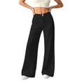 thumbnail image 4 of YanHoo Dress Pants for Women Elastic Waist Loose Wide Leg Pant Casual Work Business Trousers with Pockets, 4 of 8