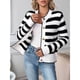 thumbnail image 4 of Suéteres Tipo Cárdigan de Rayas de Larga para Mujer, con Botones y Punto , Prendas Elegantes para el Otoño. y Negro M, 4 of 10