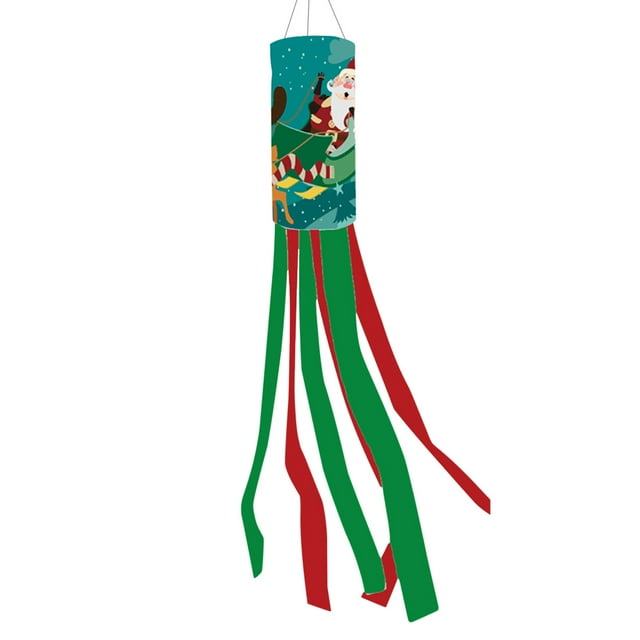 C Holiday Windpipe Flag For Christmas Decor 1Pc With Traditional Design And Weather-Resistant Build For Garden Size 39.37 Inches Length Weight 0.07 Pounds