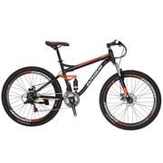 Full Suspension Mountain Bike, S7 Mountain Bike for Mens, 27.5 Inch Mens Mountain Bikes, 21 Speed, Shock Absorber, Disc Brakes, Adult for Mens Bicycle Multi-Spoke Orange