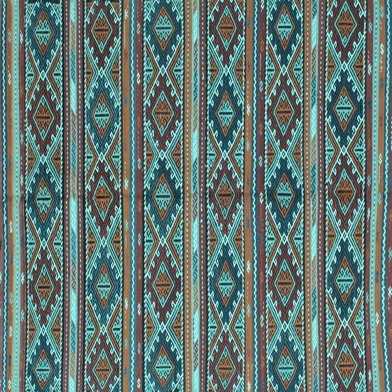 Ahgly Company Indoor Square Oriental Light Blue Traditional Area Rugs, 8' Square