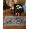 thumbnail image 4 of TOWN & COUNTRY LUXE Livie Forever Vintage Everwash® Washable Multi-Use Decorative Rug with Non-Slip Backing, Grey/Rose Pink, 24"x72", 4 of 9