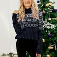 thumbnail image 2 of Yuanlong Womens Sweaters Christmas Snowflakes Print Long Sleeve High Neck Knitwear Winter Holiday Party Warm Sweater Tops, 2 of 5