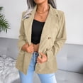 thumbnail image 3 of Ladies Workoffice Blazer Lapel Notched Elegant Cardigan Solid Color Fitted Suit Single Breasted Blouse Button Down Fashion Jacket Mid Length Leisure Outwear, 3 of 6