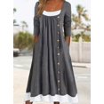 thumbnail image 4 of Plus Size Casual Dress, Vestido Casual De Talla Grande, Vestido De Cuello Redondo De Manga Larga Con Botones De Colorblock Para Mujer Con Bolsillos Y Ligero Estiramiento, 4 of 4