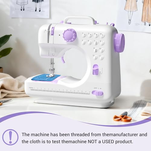 Beginner Sewing Machine,12 Built-in Stitches with Foot Pedal,2-Speed Control,Portable Mini Sewing Machine for Home Travel Use & Sewing Enthusiasts (purple)
