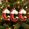 thumbnail image 6 of Santa Suit Letter Christmas Ornament, A-Z Alphabet Flat Acrylic Pendant, Personalized Initial Xmas Tree Decor, DIY Custom Name Hanging Ornament for Car Rearview Mirror, 6 of 6