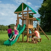 Backyard Discovery Belmont Cedar Wood Swing Set, Slide, Play Deck, Rock Wall Ladder