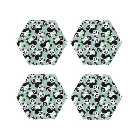 

Junzan Panda And Eucalyptus Print Coasters for Drinks - Leather Coasters Set of 4 for Coffee Table for Housewarming/Kitchen/Bar/Decor-Hexagon