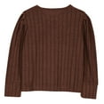 thumbnail image 6 of lkfuzj Girls Long Sleeve Shirts Casual Crewneck Blouses for Girls Solid Color Loose Fit Tunic Pullover Spring Knit Tops Kids for 5-14 Years - Brown, 6 of 9
