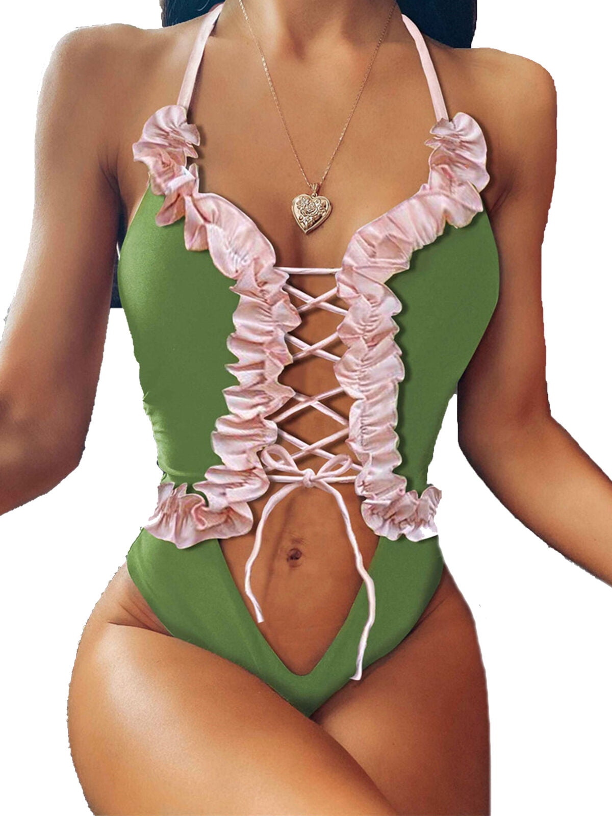 Women's One Piece Swimsuit Swimwear Bandage Monokini Push Up Bikini Beachwear 