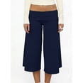 thumbnail image 3 of Fold Over Gaucho Pants for Women Foldover Solid Flowy Capri Pants Y2k Wide Leg Yoga Culottes, 3 of 6
