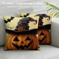 thumbnail image 3 of Patifu Halloween Pumpkin Pillow Covers  Jack-o-Lantern Wearing Witch Hat Throw Pillow Case Decorative Cushion Cover Autumn Mapke Leaves Black Bat Pillowcases 12x12in, 3 of 5