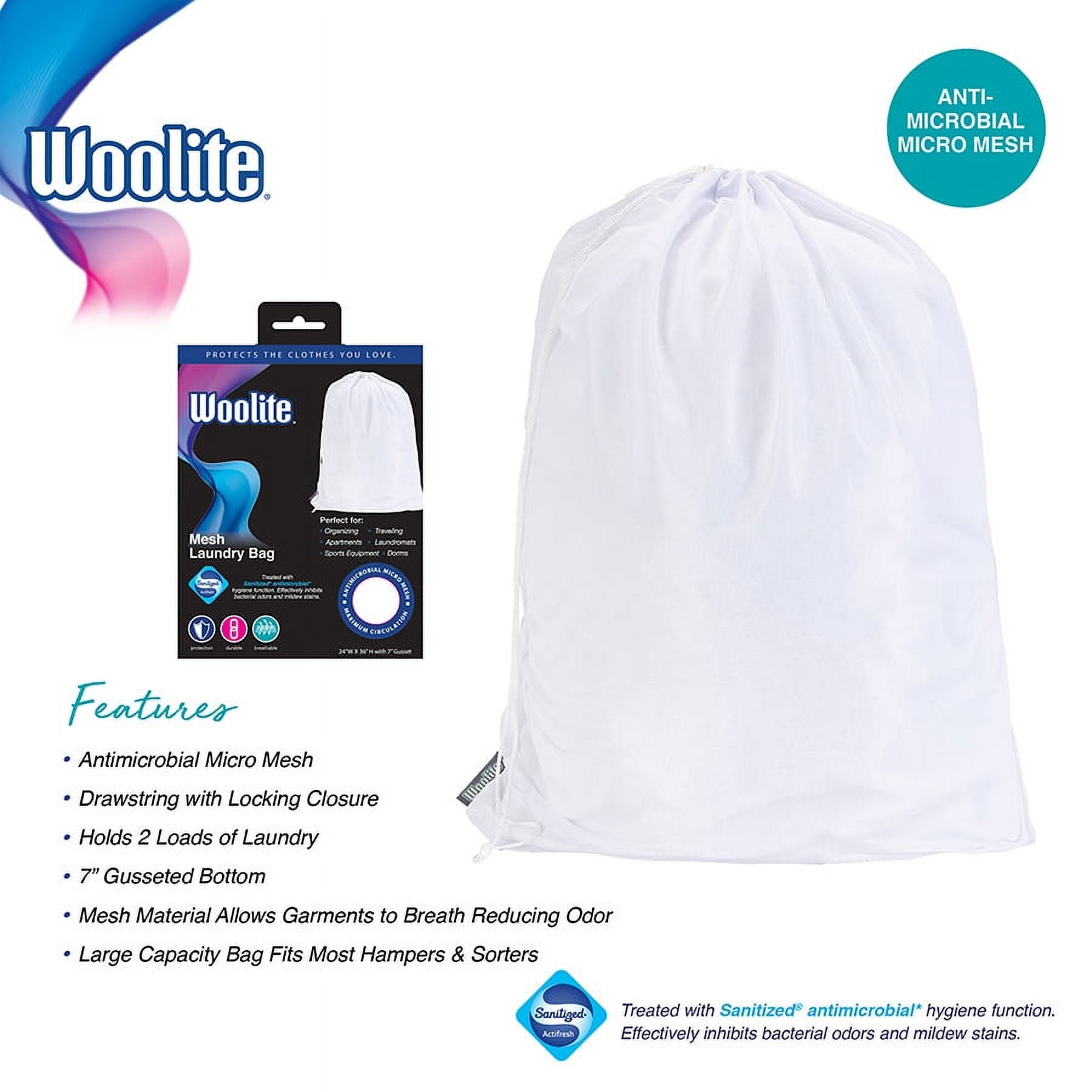 Woolite Mesh Laundry Bag, 36" x 25", White