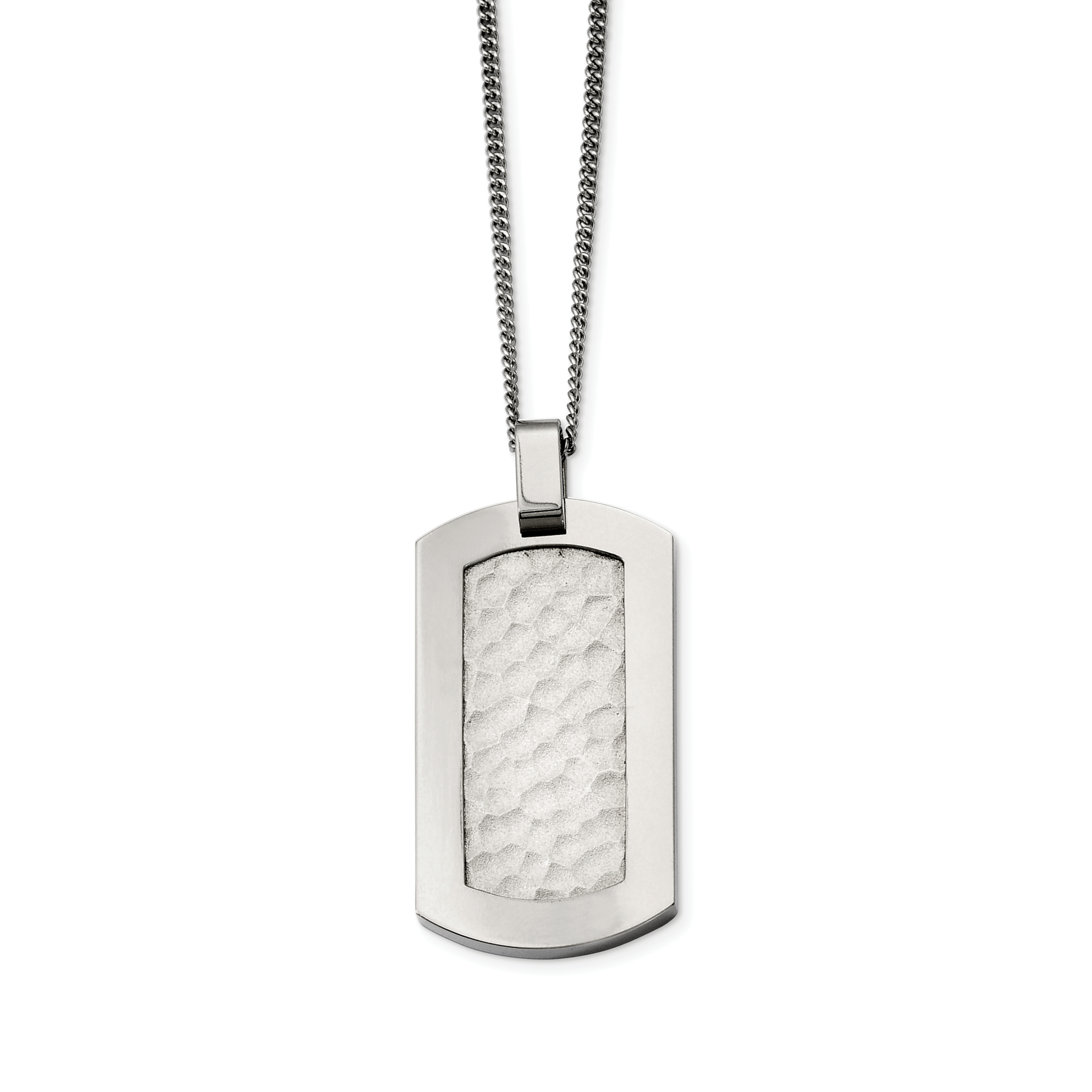 Titanium Hammered Dog Tag 22 Inch Chain 