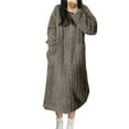 thumbnail image 2 of Zedker Women's Plus Size Robes for Womens Flannel Nightgown Fuzzy Fleece Cozy Plush Warm Winter Pullover Loungewear Sleepdress Bathrobe Coffee S, 2 of 7