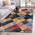 thumbnail image 3 of Retro Color Block Area&nbsp;Rug 4x6ft Abstract Colorful Prismatic Non-Slip&nbsp;Washable Square&nbsp;Rugs Soft Felt Indoor Floor Mat for Bedroom Kitchen Living Room Bathroom, 3 of 9
