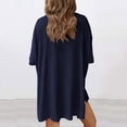 thumbnail image 3 of Lumtrix Women's 2 Piece Lounge Sets 2026 Casual Summer Airport Travel Outfits Oversized Side Slit Shirts Biker Shorts Matching Clothing Dark Blue 2XL, 3 of 5