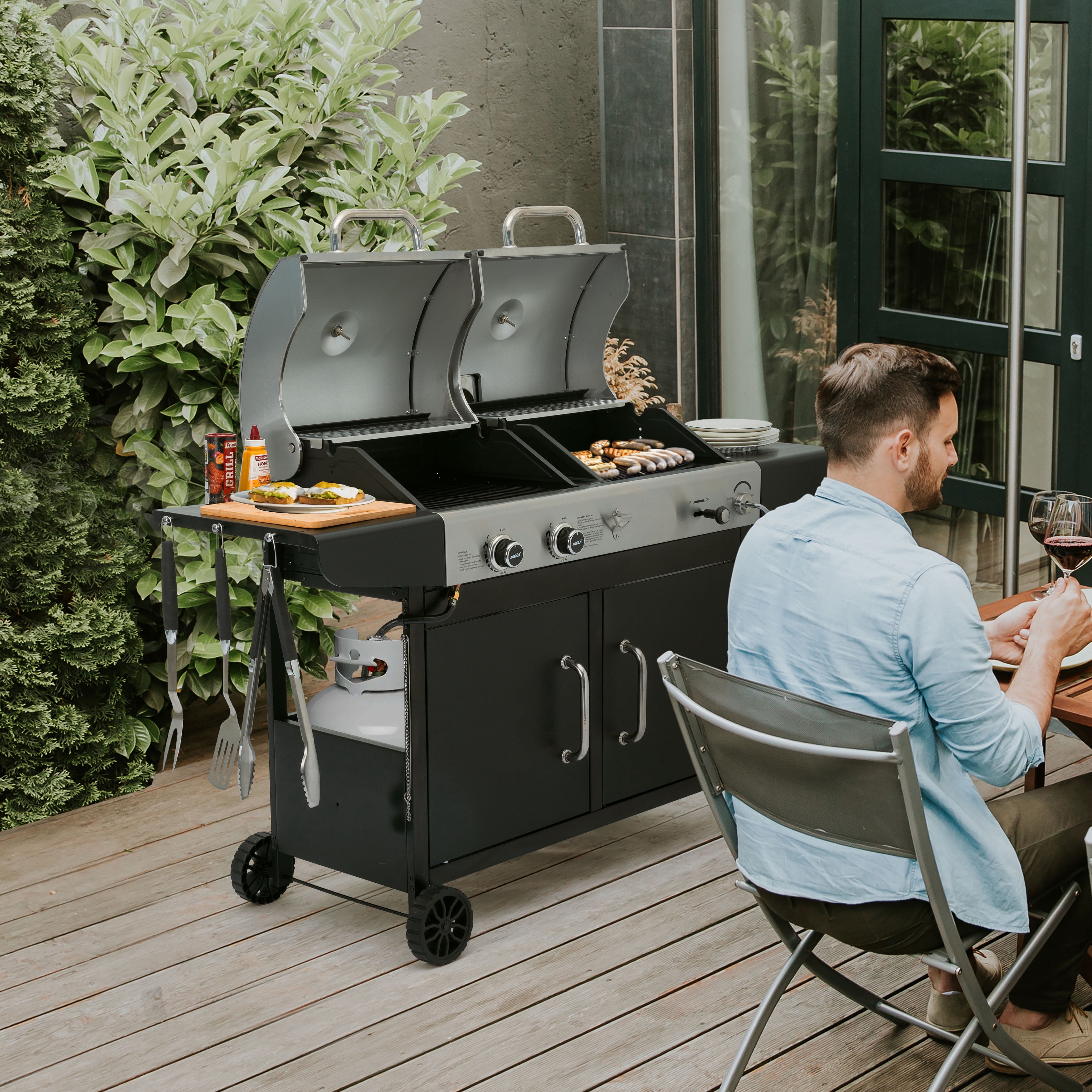 Royal Gourmet ZH3002N 3-Burner 25,500 BTU Gas/Charcoal Combo Grill