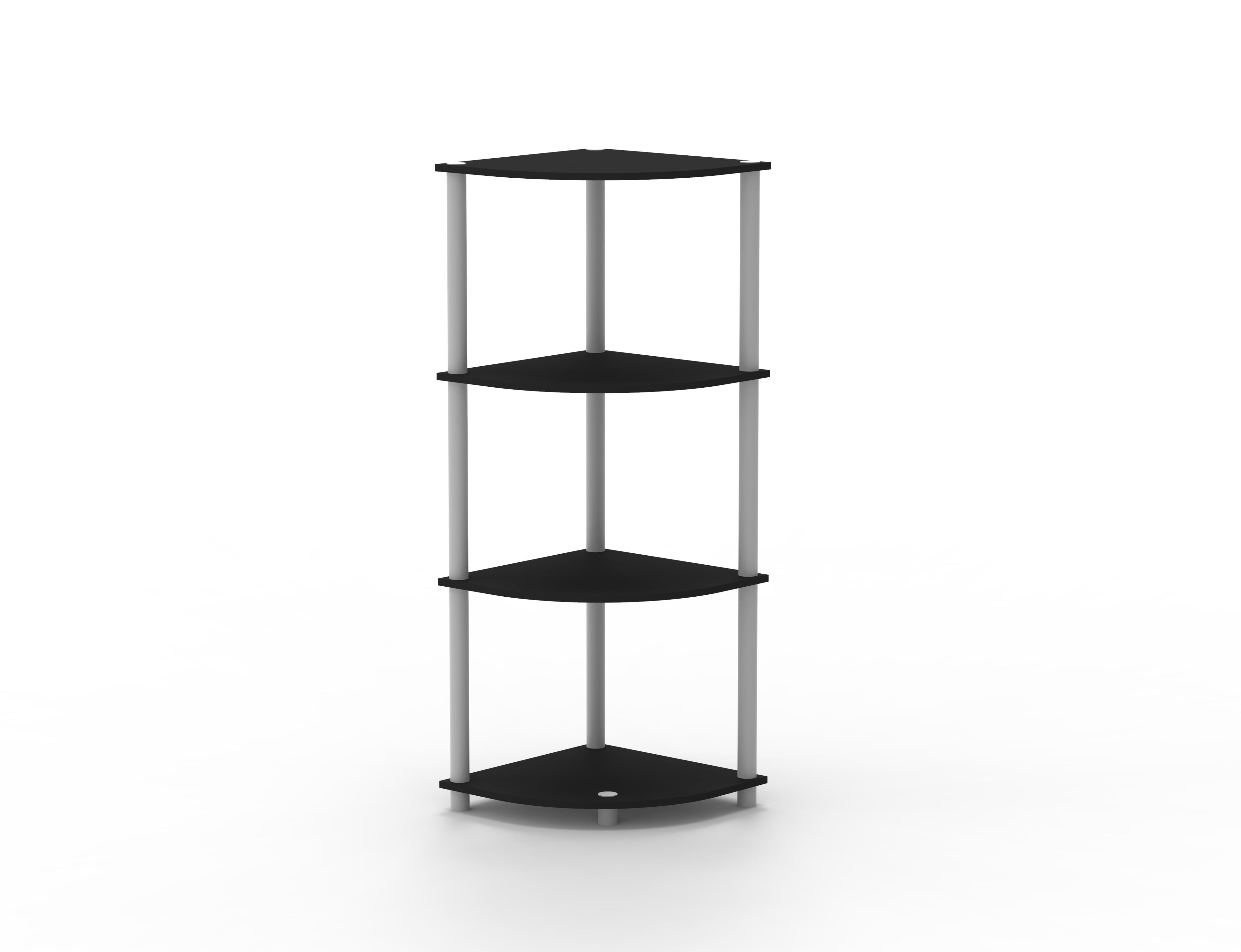 Home Basics 4 Tier Wood Corner Shelf, Black