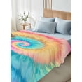 thumbnail image 4 of Full Size Flat Sheet Only, Colorful Tie Dye Soft Brushed Microfiber Bed Sheets, Rainbow Ombre Abstract Pattern Art Hotel Quality Breathable Bedding Top Sheet, Easy Care, 66"x102", 4 of 9