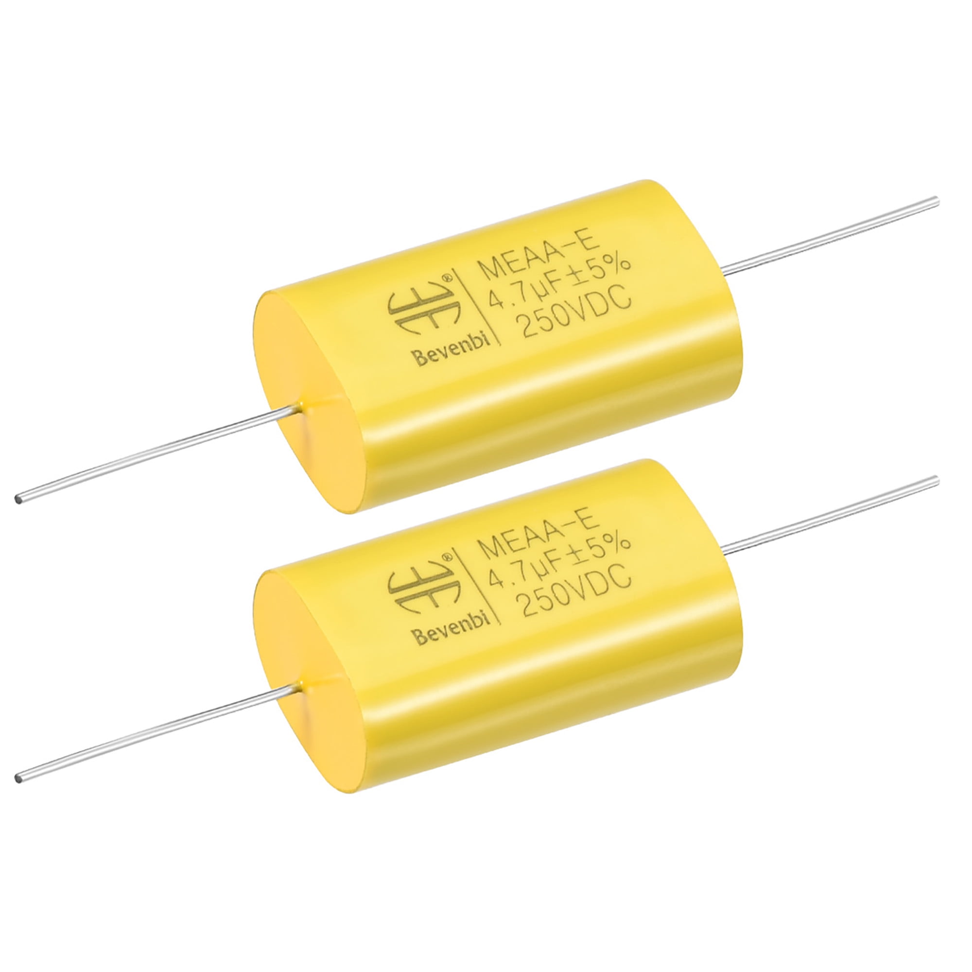 Film Capacitor 250V DC 4.7uF MKAAE Flat Axial Polypropylene Capacitors for Audio Divider Yellow