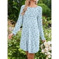 thumbnail image 7 of KISSGAL 2 Pack Nightgowns for Women Long Sleeve Nightshirts Soft Crew Neck Pajamas Dress Sleepwear , Floral Printed, S-XXXL, 7 of 7