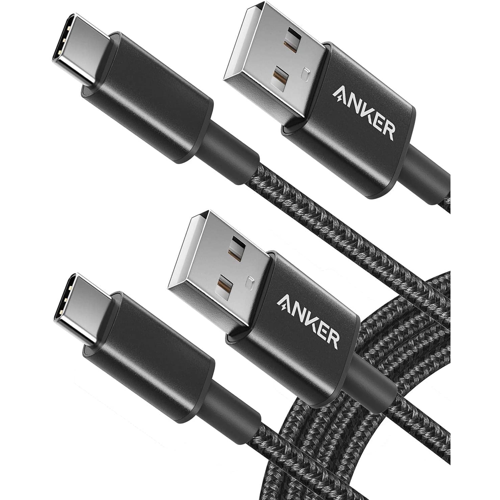 Anker USB C Cable [2-Pack, 3ft], Premium Nylon USB A to Type C Charger Cable Fast Charging for Samsung Galaxy S10 S10+ / Note 9, LG V30 (USB 2.0, Black)