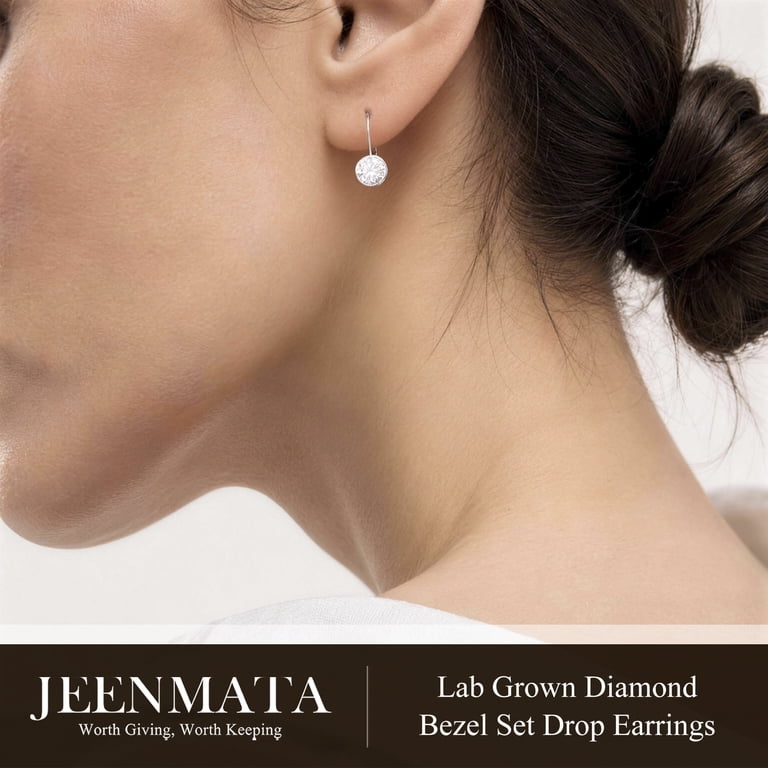 JeenMata 0.50 Carat Lab Grown Diamond Bezel Leverback Earrings photo 7