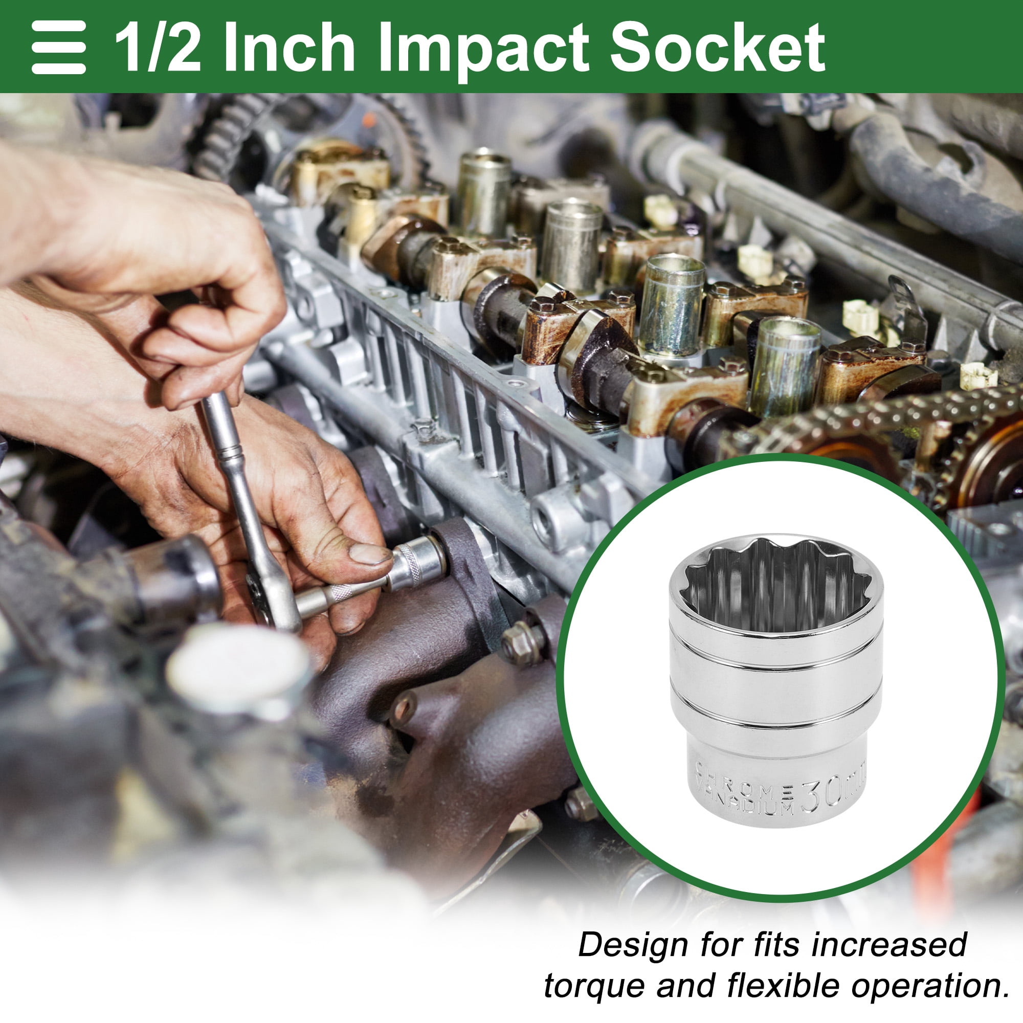 Unique Bargains Universal Impact Socket 42mm Durable Chrome Vanadium Steel 1pc 30mm ID