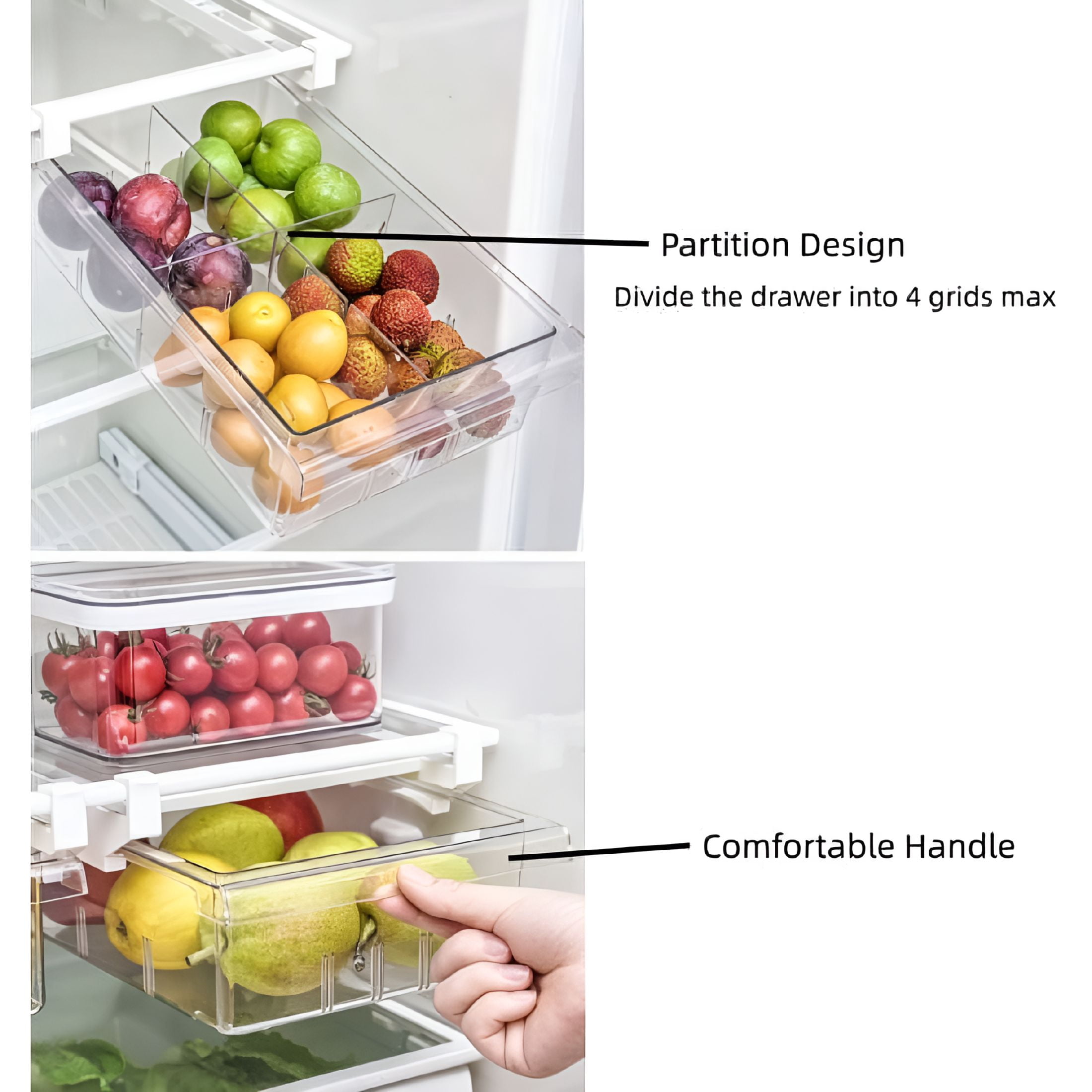 ACDANC 2026 New Fridge Drawer Organizer,Refrigerator Organizer Bins,Egg Holder Tray for Refrigerator,Pull Out with Handle,Fridge Shelf Holder Storage Box,Fridge Kitchen Cabinet Pantry for Food,Drinks