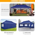 thumbnail image 6 of COBIZI Canopy Tent 10X20 Pop up Hollow Tent with 6 Removable Side Walls,Outdoor Event Party Canopy,Instant Portable,Suitable for Parties,Weddings,Camping and Beaches,with Wheeled Bag,Dark Blue, 6 of 7
