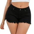 thumbnail image 4 of Jxximdong Shorts for Women Women's Spring/Summer Wash Vintage Worn Solid High Waist Beaded Edge Denim Shorts Black L Pants, 4 of 4