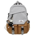 thumbnail image 1 of Women Backpack Contrast Color Book Bags for Teenage Girls with Pendant  School Backpack  White, 1 of 6